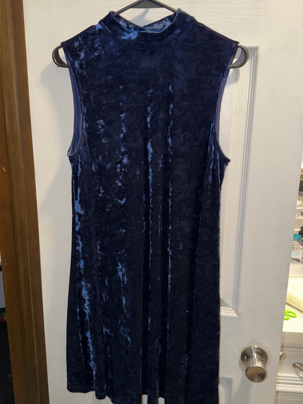 Modcloth Navy Blue Sleeveless Velvet Mini Dress